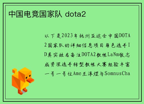 中国电竞国家队 dota2